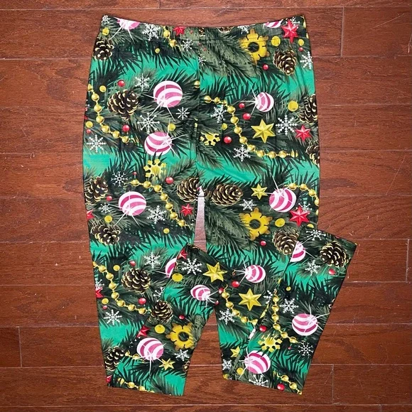 Christmas Tree Holiday Ornaments High Waist Leggings Santa Small / Medium 4 - 10 - Picture 5 of 11